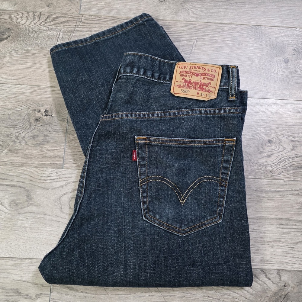 Levis 550 Jeans Men 36x34 Dark Wash Blue Denim 5 Pocket Relaxed Cowboy 2000s